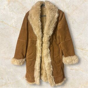 Wilsons Leather Vintage Suede Leather Tan Penny Lane Coat Size Medium